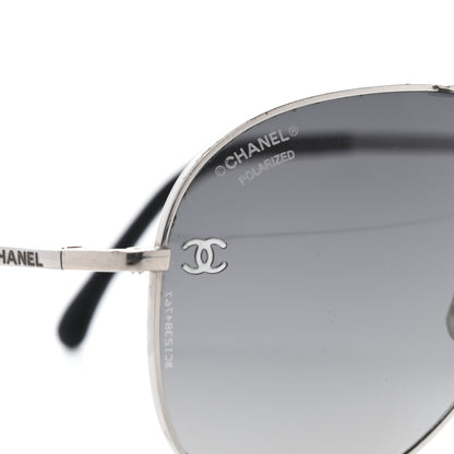 Chanel Metal Polarized Aviator CC Sunglasses 4189-T-Q Silver 7 of 10