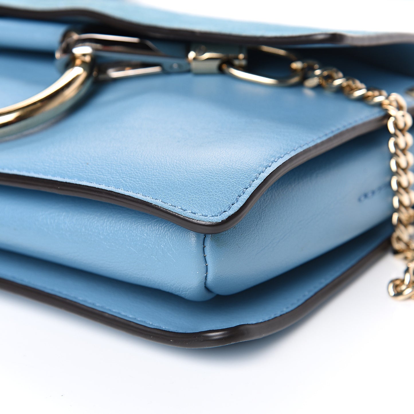 Suede Calfskin Small Faye Shoulder Bag Vinyl Blue