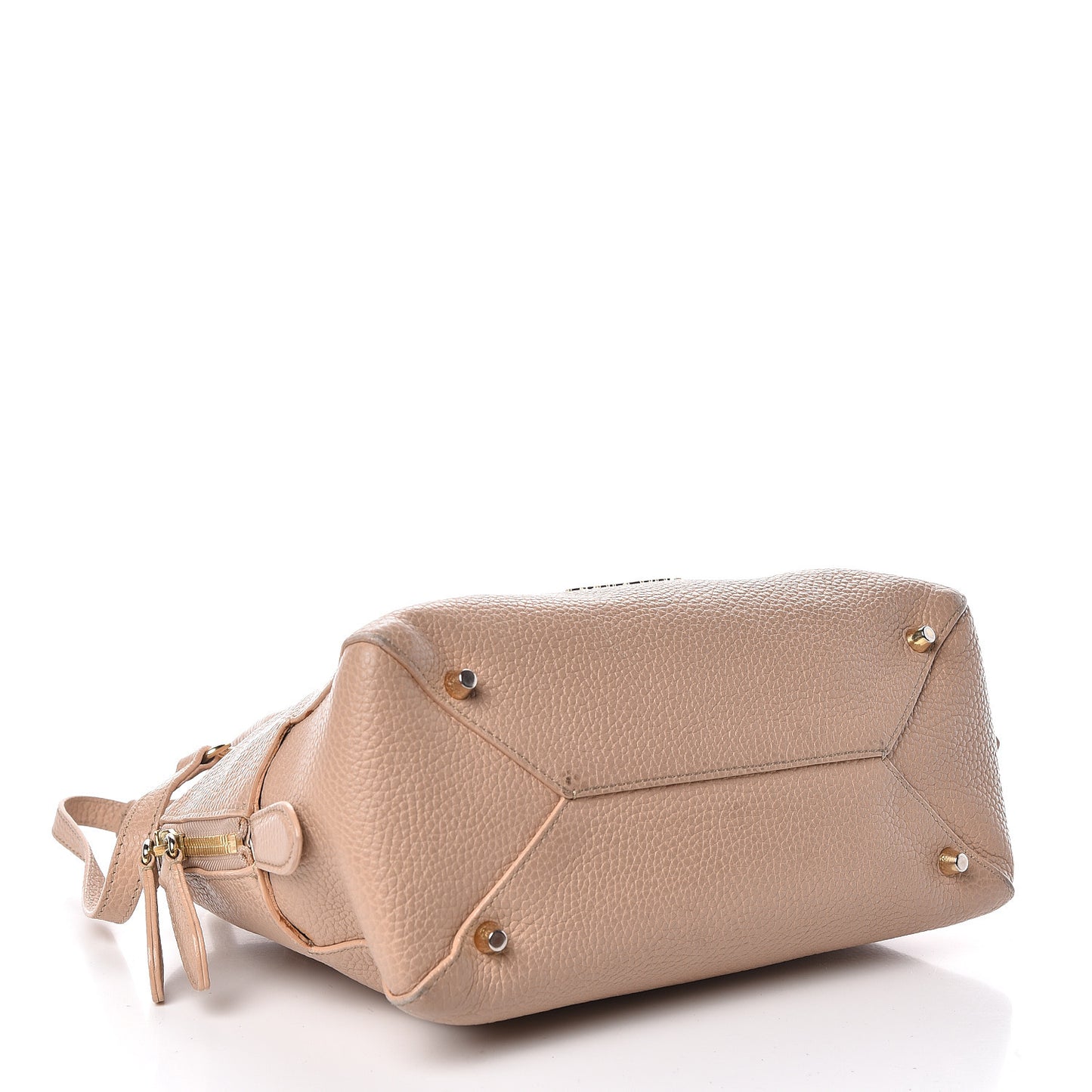 London Grainy Calfskin Small Greenwood Bowling Bag Light Nude