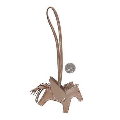 Hermes Milo Lambskin Swift Grigri Rodeo Pegase Horse Bag Charm PM Etoupe 2 of 5