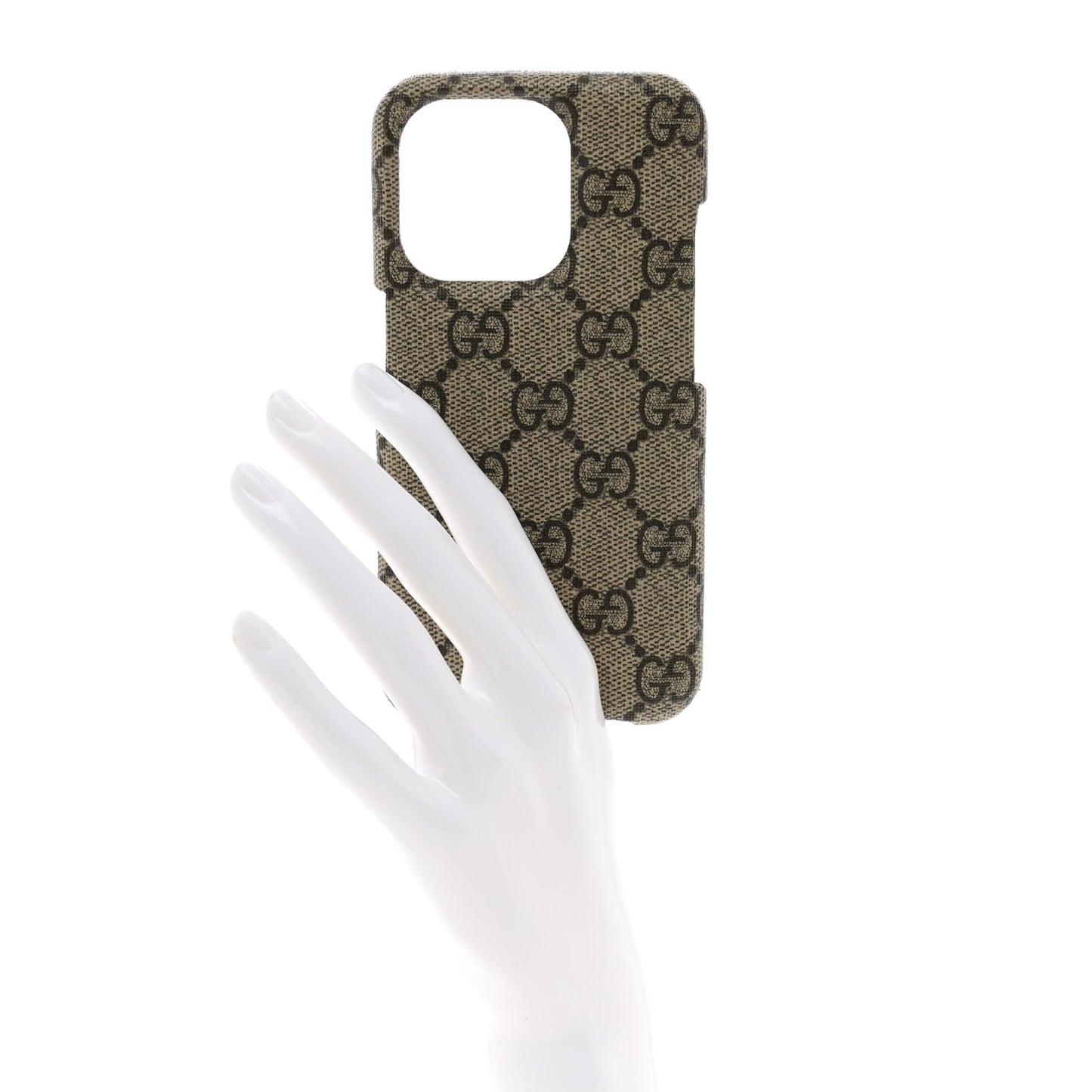 GG Supreme Monogram Ophidia iPhone 15 Pro Phone Case Beige Ebony