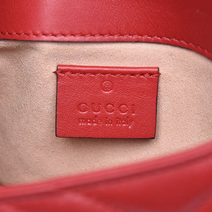 Gucci Calfskin Matelasse Super Mini GG Marmont Shoulder Bag Hibiscus Red 6 of 8