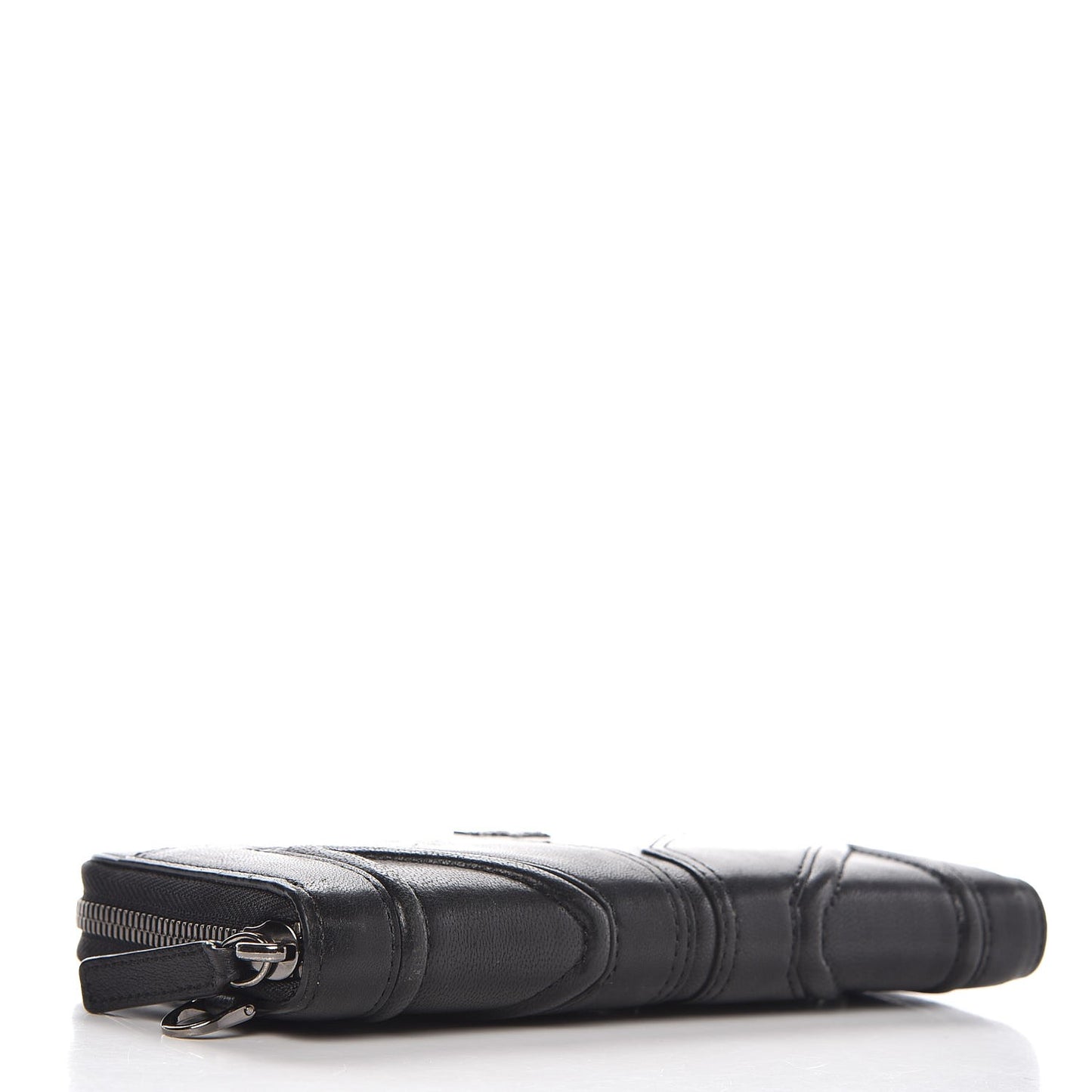 Lambskin Large Zip Around Wallet Black