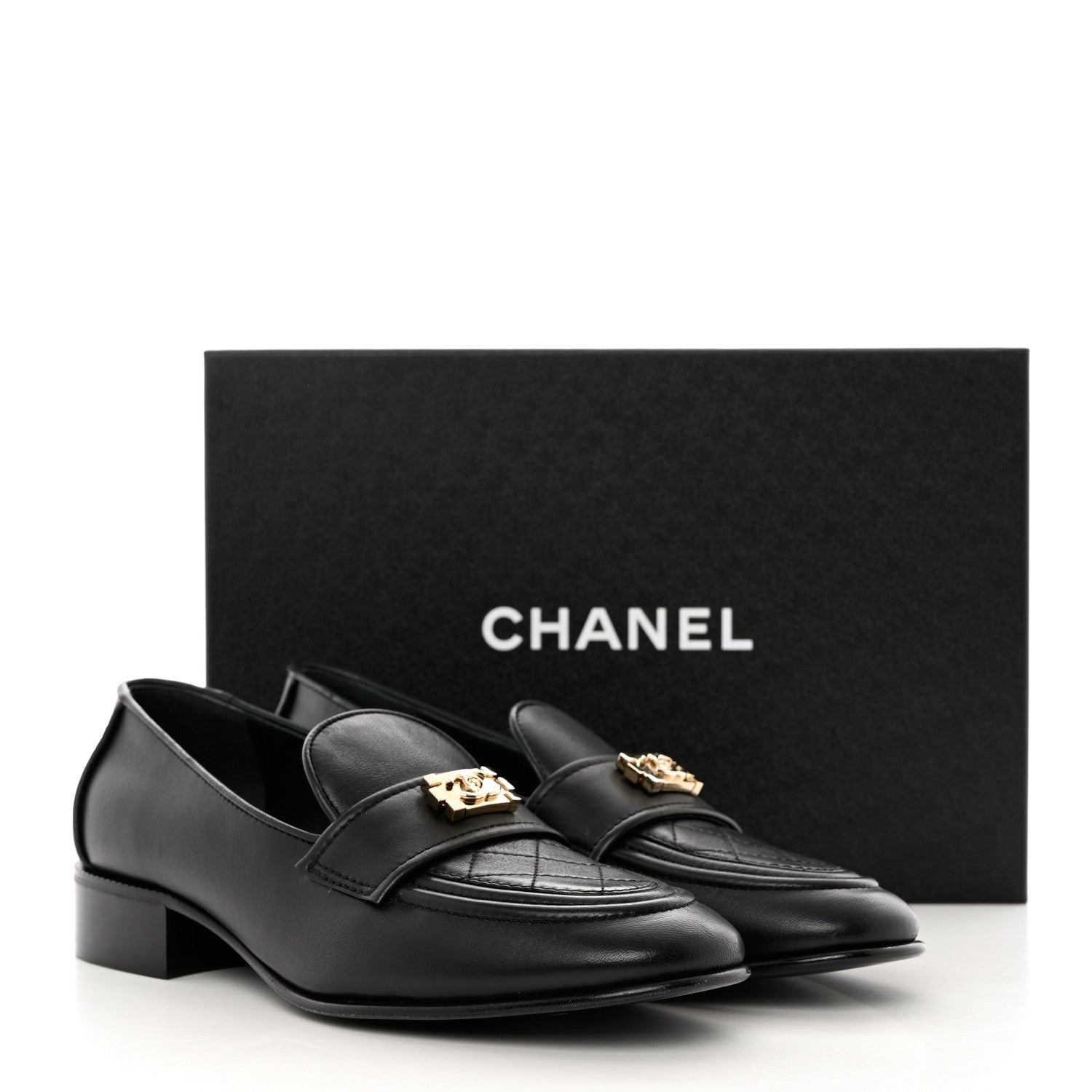Chanel Lambskin Quilted Boy Loafers 38 Black 12 of 12
