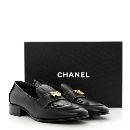 Chanel Lambskin Quilted Boy Loafers 38 Black 12 of 12
