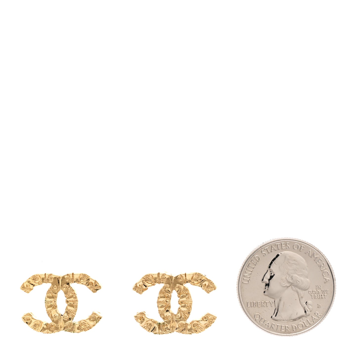 Metal Textured CC Earrings Gold