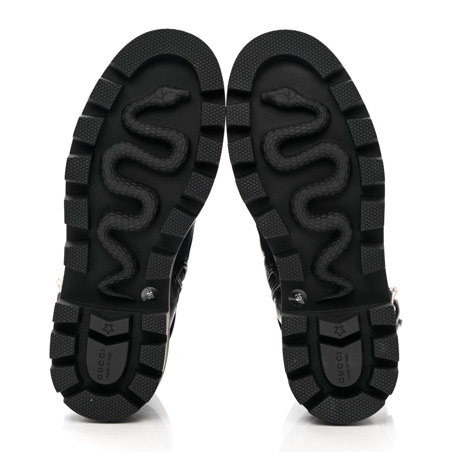 Nappa Frances GG Matelasse Platform Combat Boots 36 black