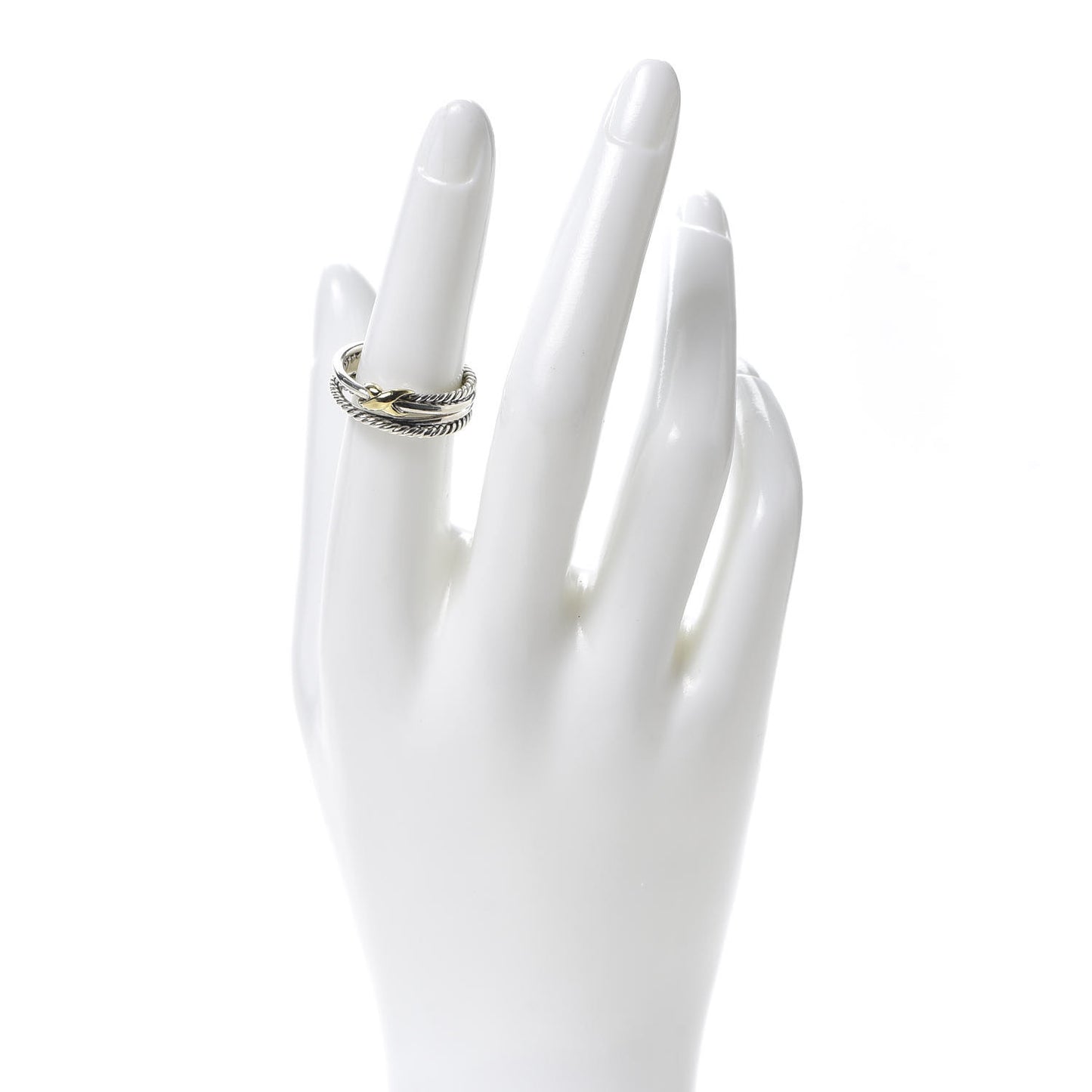 Sterling Silver 18K Yellow Gold 6mm X Crossover Ring 53 6.5
