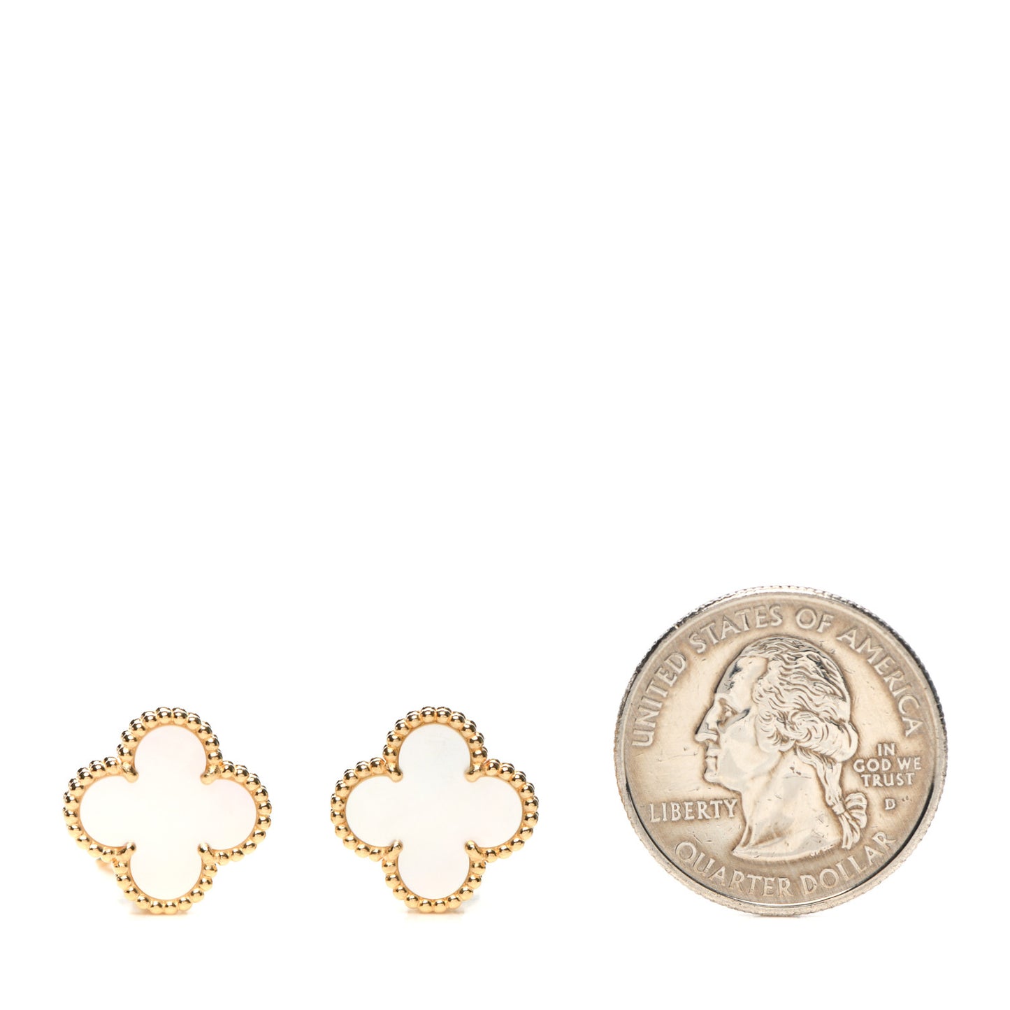 18K Yellow Gold Mother of Pearl Vintage Alhambra Earrings