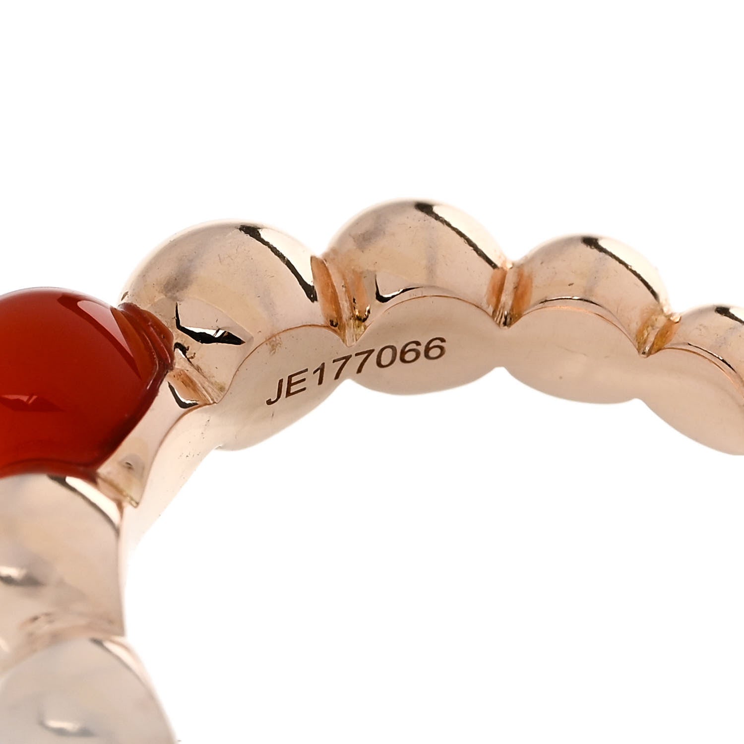 Van Cleef & Arpels 18K Rose Gold Carnelian Perlee Couleurs Variation Ring 52 6 5 of 6