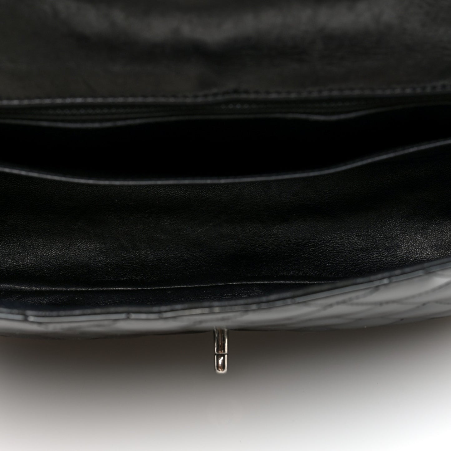 Patent Quilted Jumbo Double Flap Black