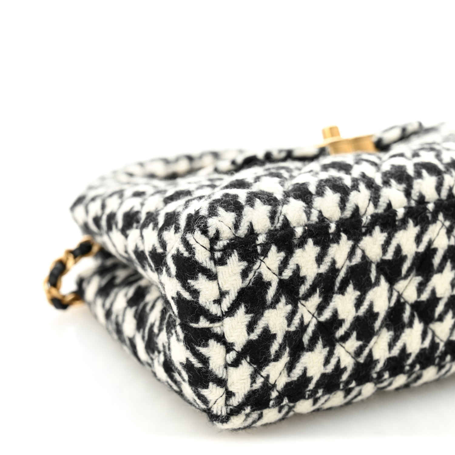 Chanel Tweed Houndstooth Quilted Nano Kelly Shopper Black White 9 of 10