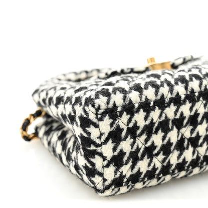 Chanel Tweed Houndstooth Quilted Nano Kelly Shopper Black White 9 of 10