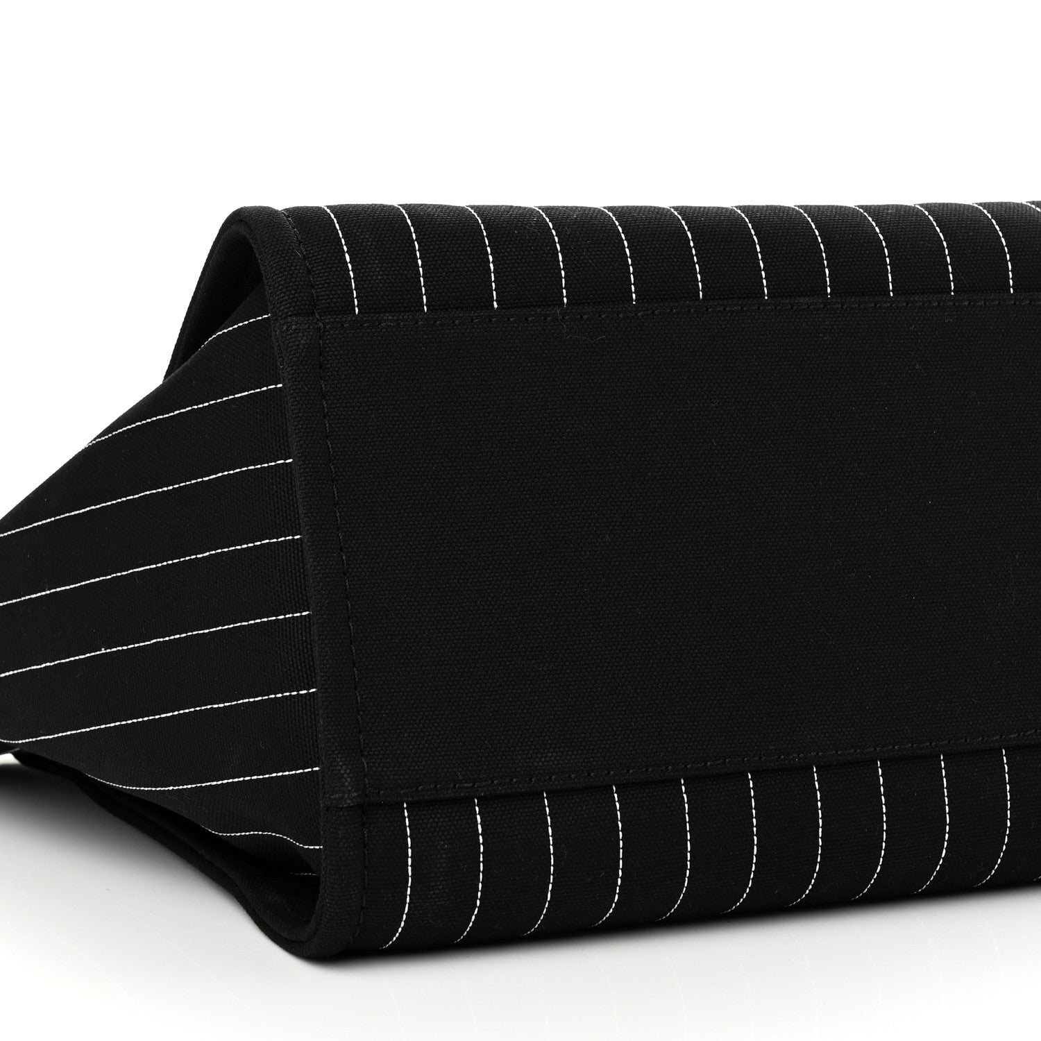 Chanel Canvas Calfskin Striped Medium Deauville Tote Black White 10 of 11