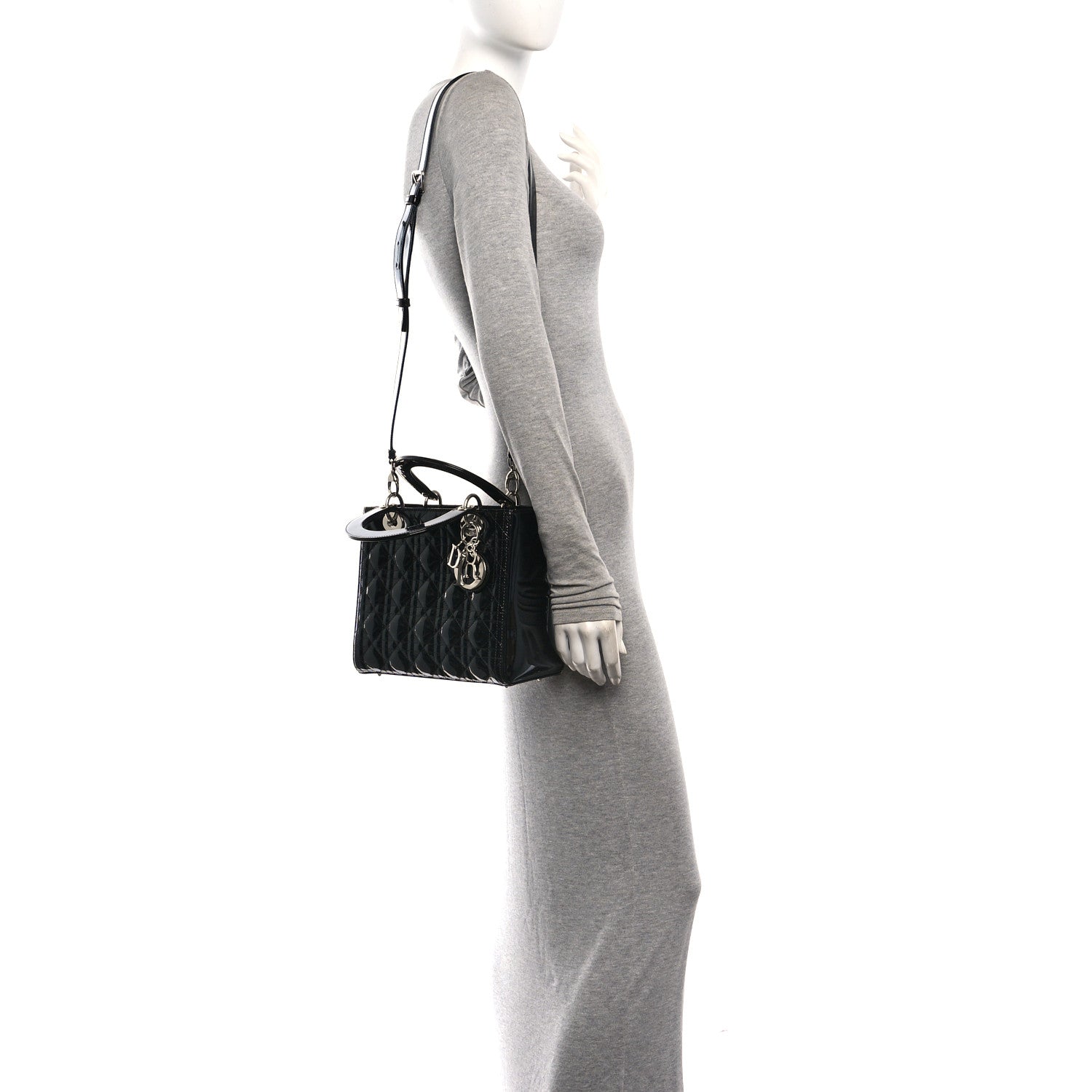 Christian Dior Patent Cannage Medium Lady Dior Black 2 of 10