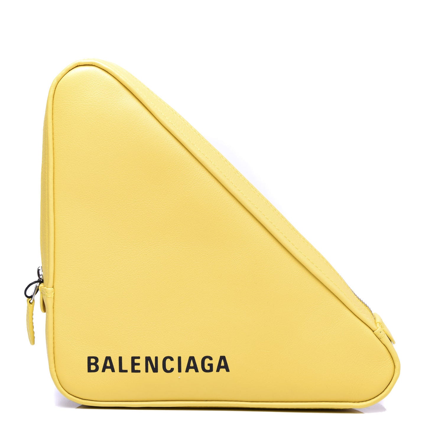 Shiny Day Calfskin Logo M Triangle Pouch Jaune Black