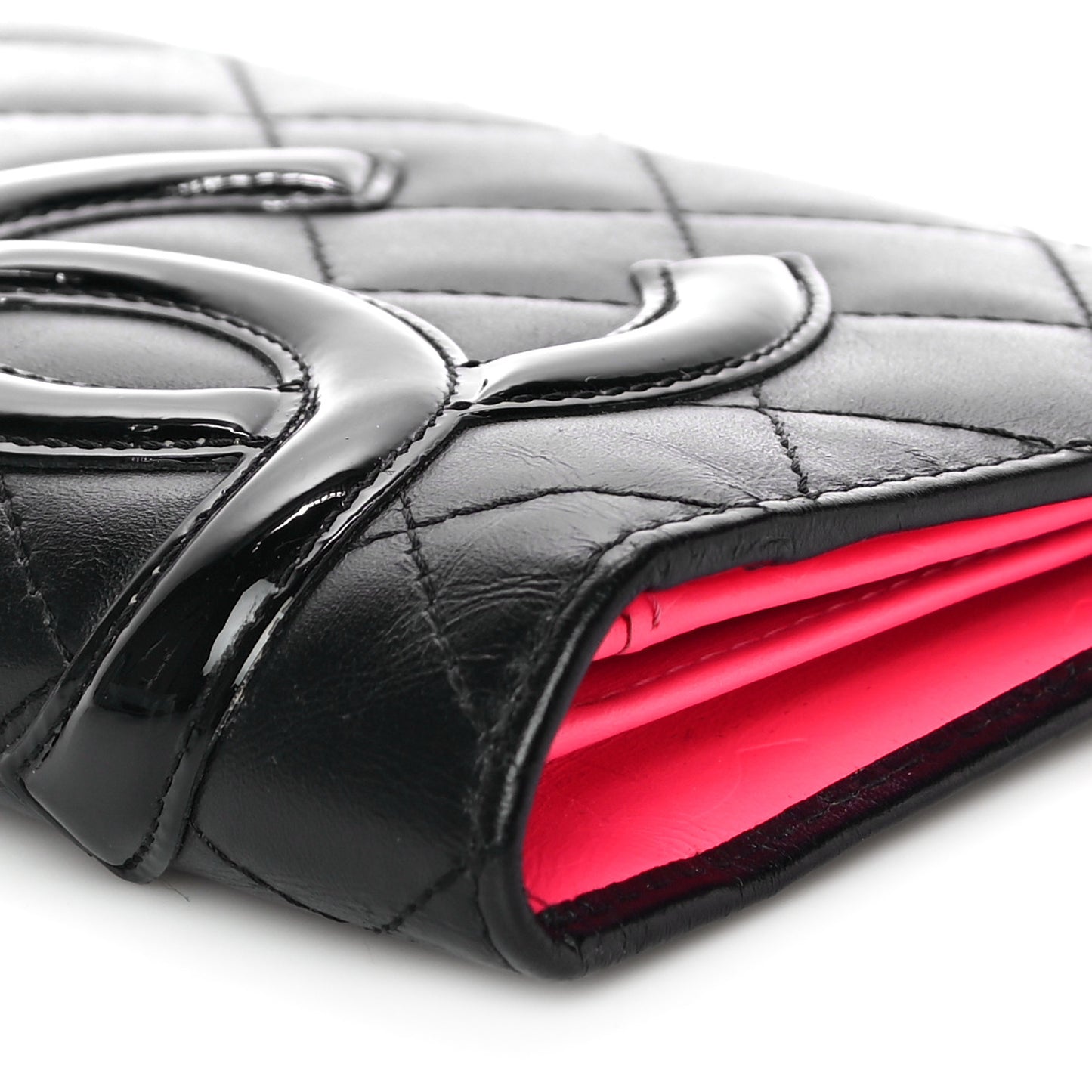 Calfskin Quilted Cambon Yen Wallet Black