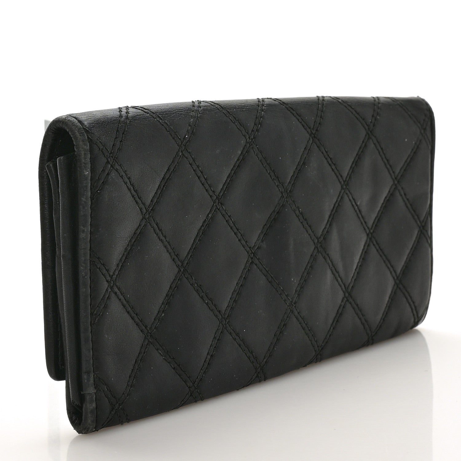 Chanel Lambskin Quilted Large Diamond CC Flap Wallet Black 3 of 9