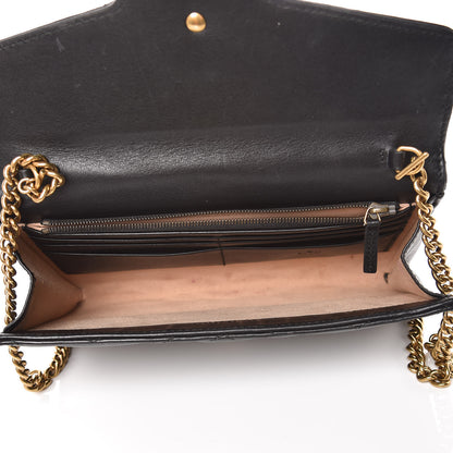 Gucci Calfskin Matelasse Mini GG Marmont Chain Wallet Black 5 of 17