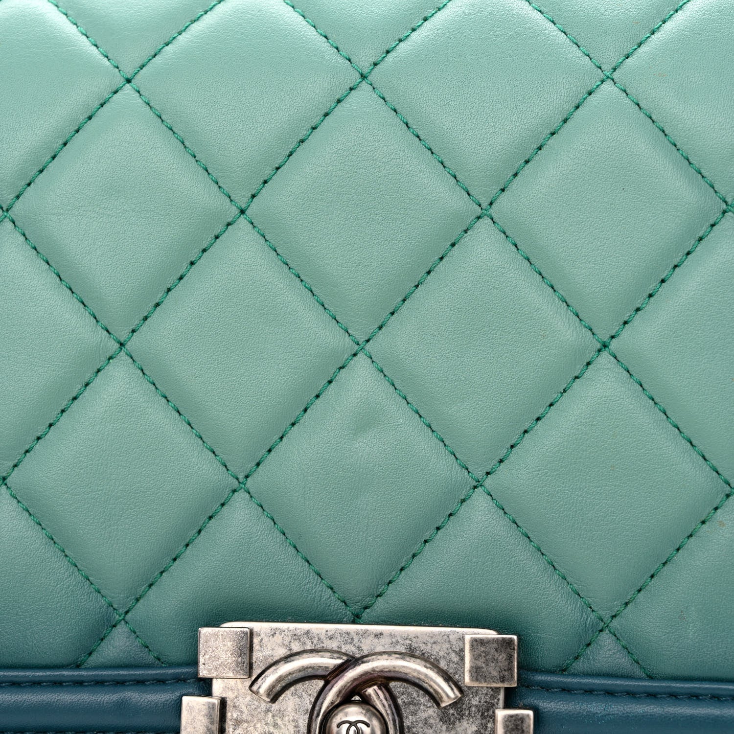Chanel Calfskin Ombre Faded Quilted Medium Boy Flap Green 11 of 12