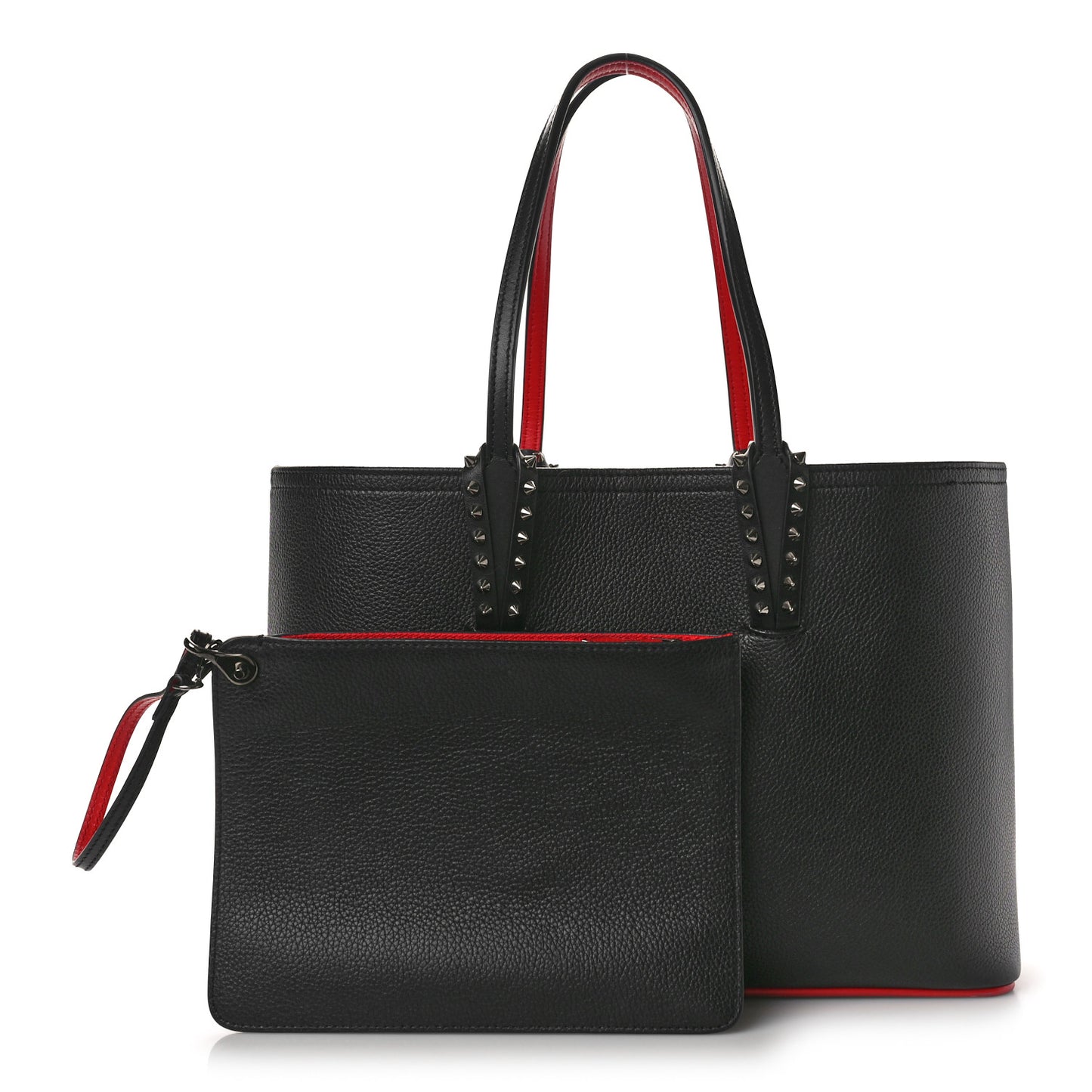 Calfskin Empire Spikes Small East West Cabata Tote Black