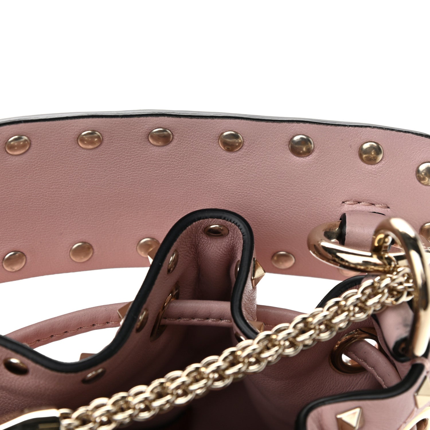 Valentino Garavani Lambskin Mini Rockstud Spike Bucket Bag Water Rose 11 of 12