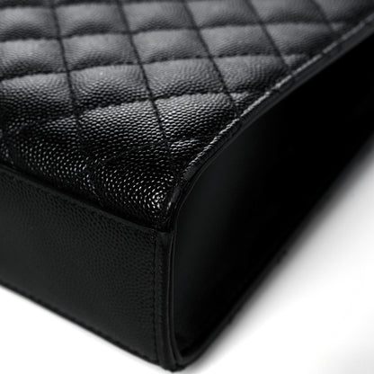 Saint Laurent Grain De Poudre Textured Mixed Matelasse Large Triquilt Monogram Satchel Black 15 of 18