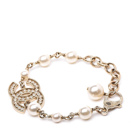 Chanel Pearl Crystal CC Bracelet Gold 3 of 6
