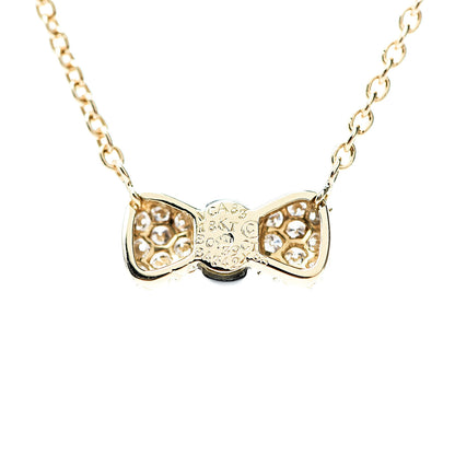 Van Cleef & Arpels 18K Yellow Gold Black Onyx Diamond Bow Pendant Necklace 4 of 4