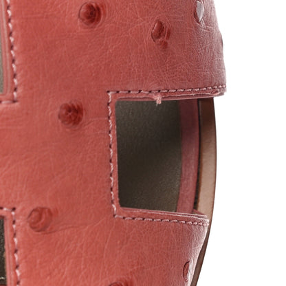 Hermes Ostrich Oran Sandals 38 Rouge Blush 10 of 11