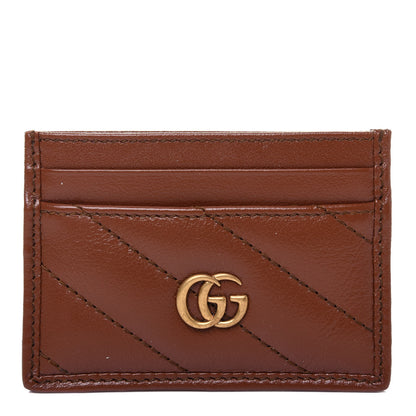 Gucci Azalea Calfskin Matelasse Diagonal GG Marmont Card Holder Cuir 1 of 10