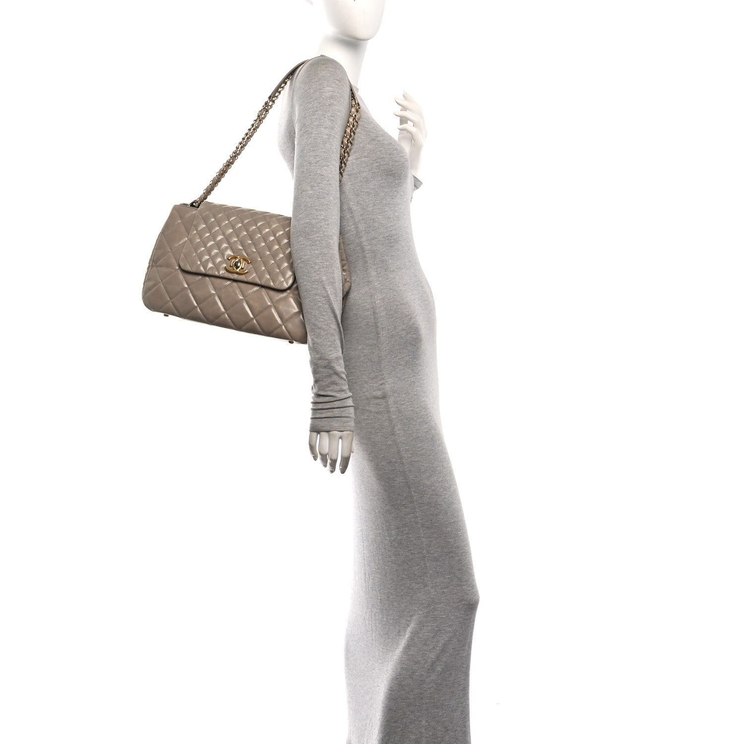 Chanel Glazed Calfskin Quilted Large Daily Walk Flap Beige 2 of 10
