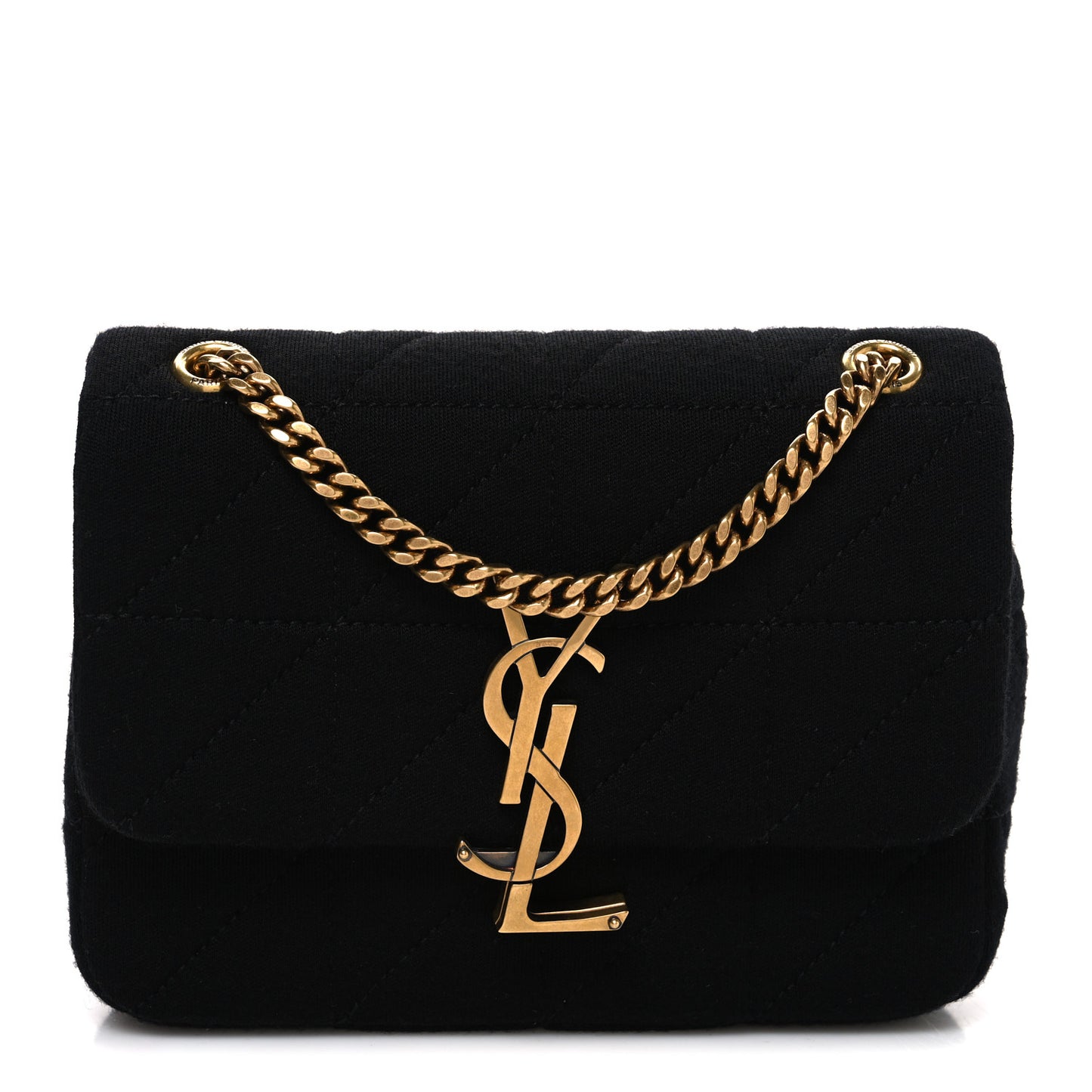 Jersey Wool Patchwork Monogram Mini Jamie Baguette Black