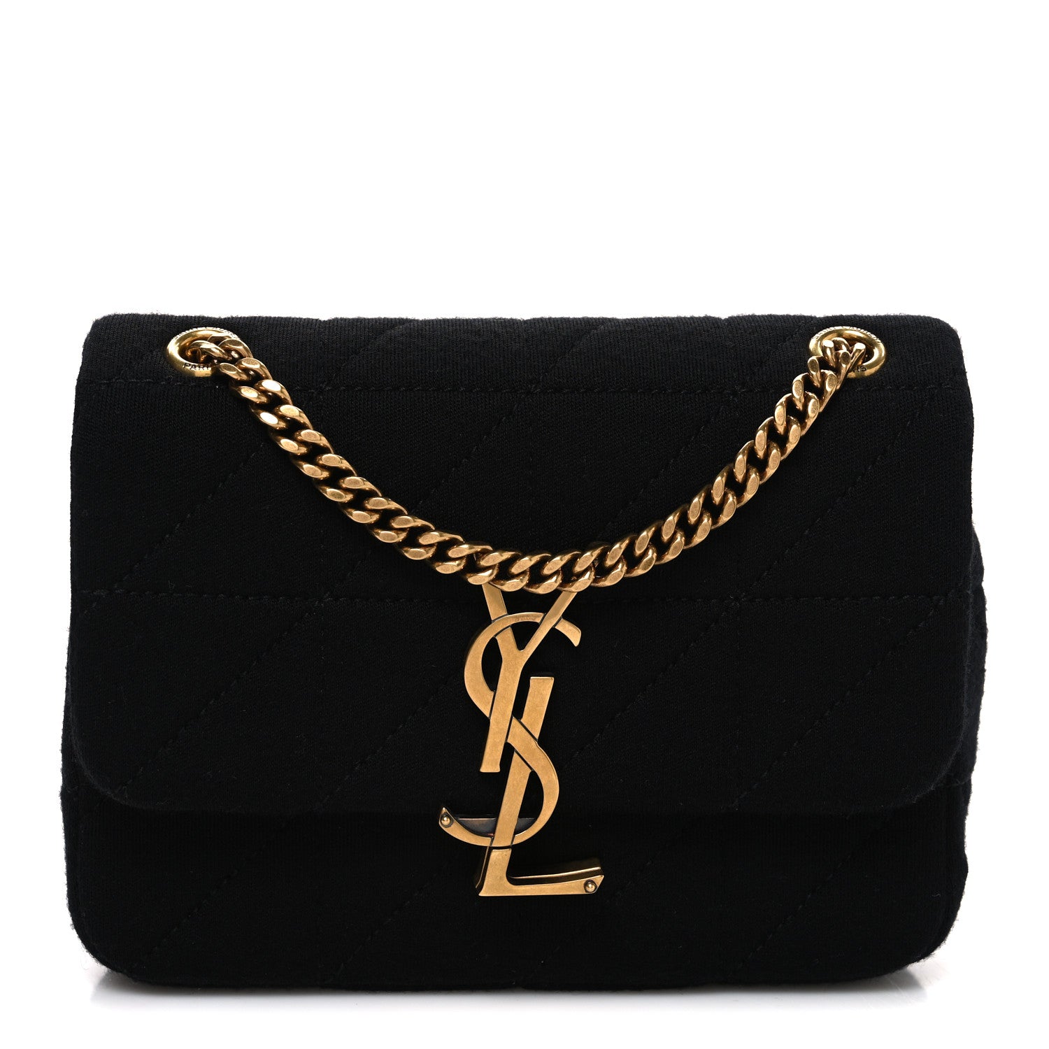 Saint Laurent Jersey Wool Patchwork Monogram Mini Jamie Baguette Black 1 of 9
