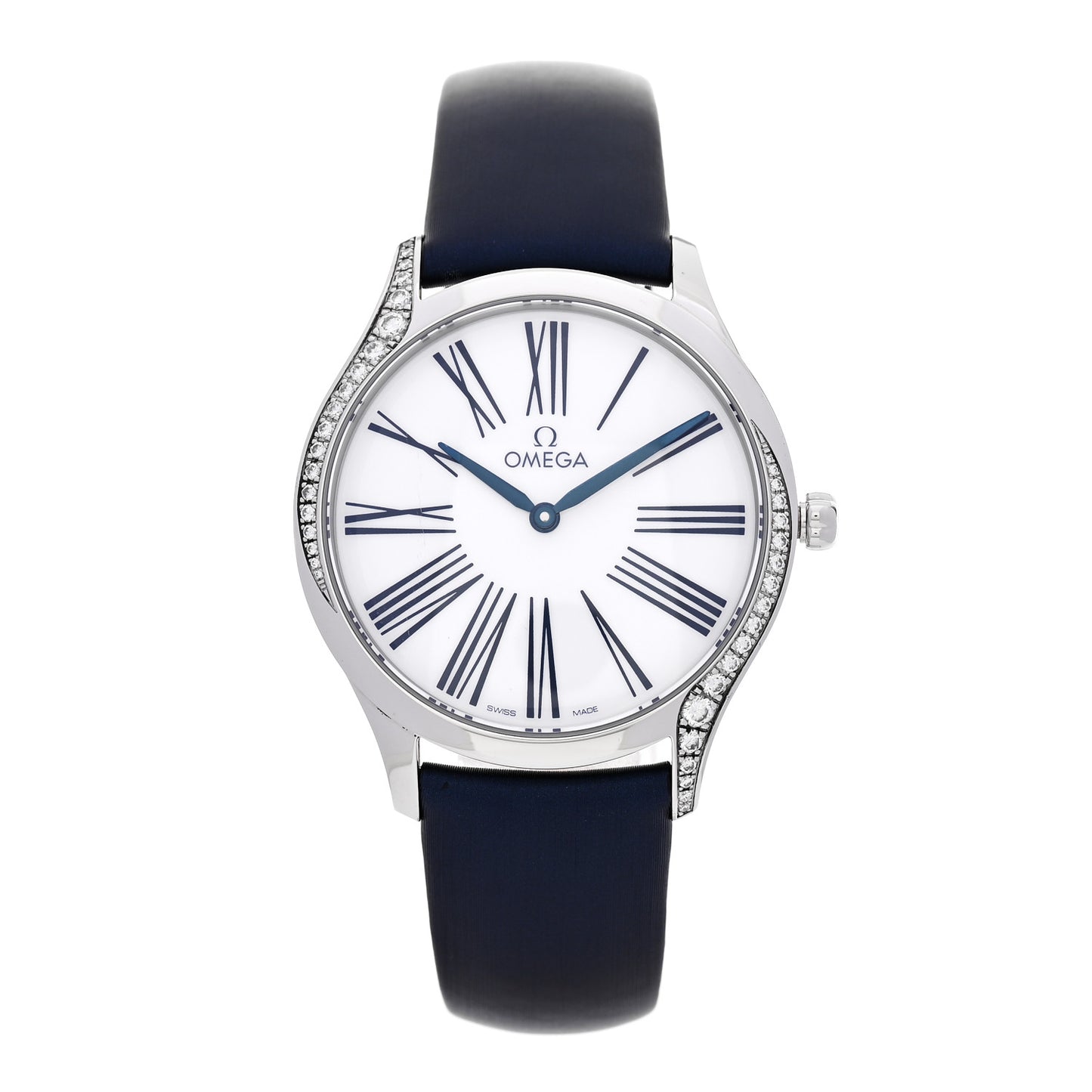 Stainless Steel Satin Diamond Bezel 36mm De Ville Tresor Quartz Watch White 428.17.36.60.04.001