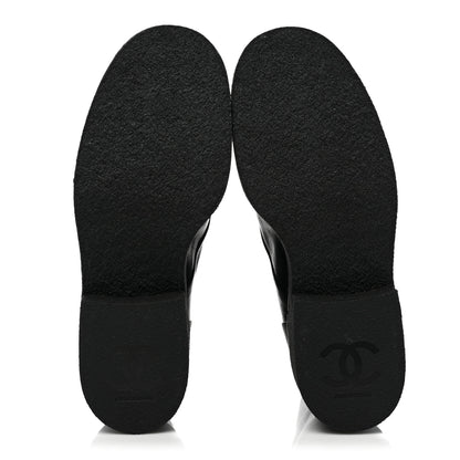 Chanel Calfskin Cap Toe Combat Boots 37.5 Black 5 of 9