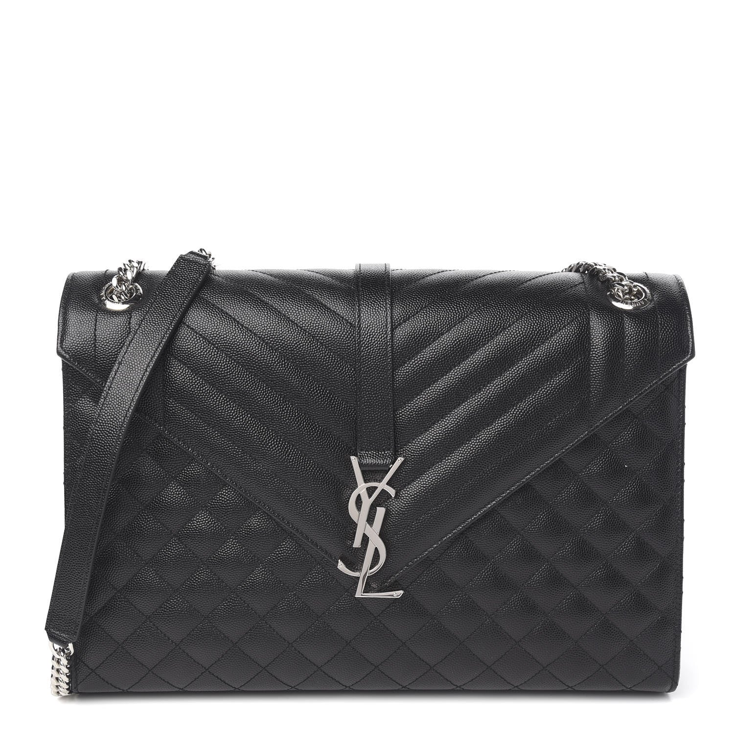 Saint Laurent Grain De Poudre Large Tri-Quilt Monogram Satchel Black 1 of 10