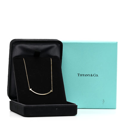 Tiffany 18K Yellow Gold Small T Smile Pendant Necklace 5 of 5