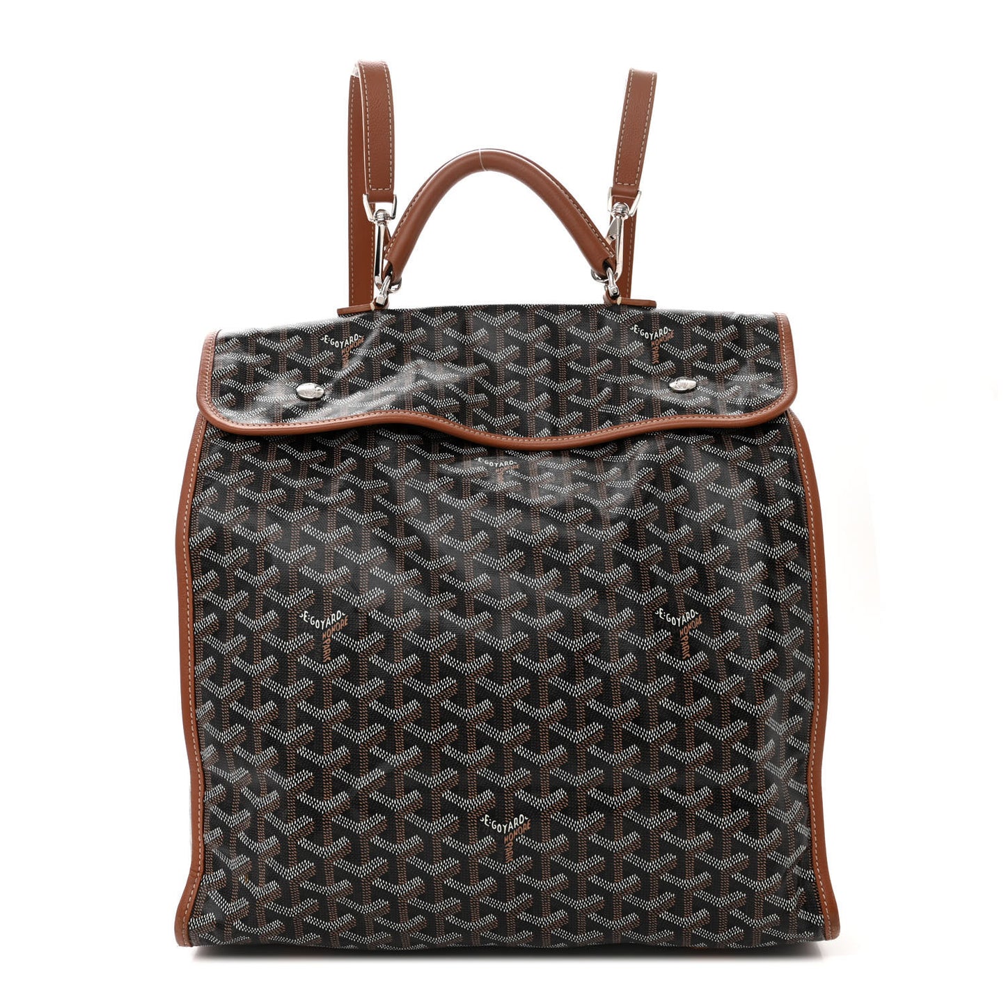 Goyardine Saint Leger Soft Briefcase Backpack Black Gold