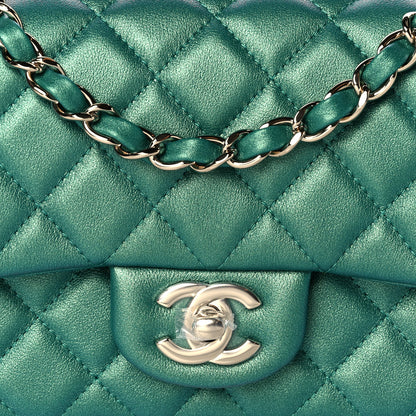Chanel Iridescent Calfskin Quilted Mini Rectangular Flap Green 7 of 10