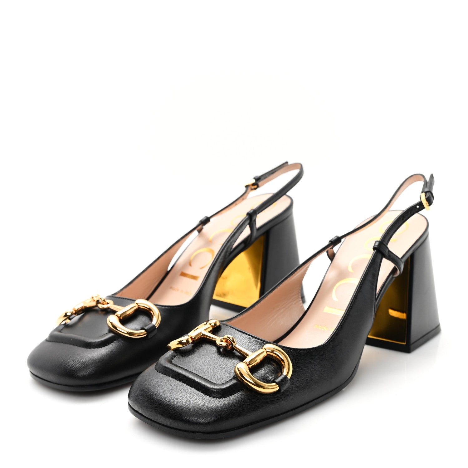 Gucci Malaga Kid Horsebit 75mm Slingback Pumps 37.5 Black 4 of 9