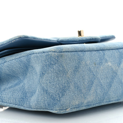 Chanel Printed Denim Quilted Mini Rectangular Flap Light Blue 9 of 10