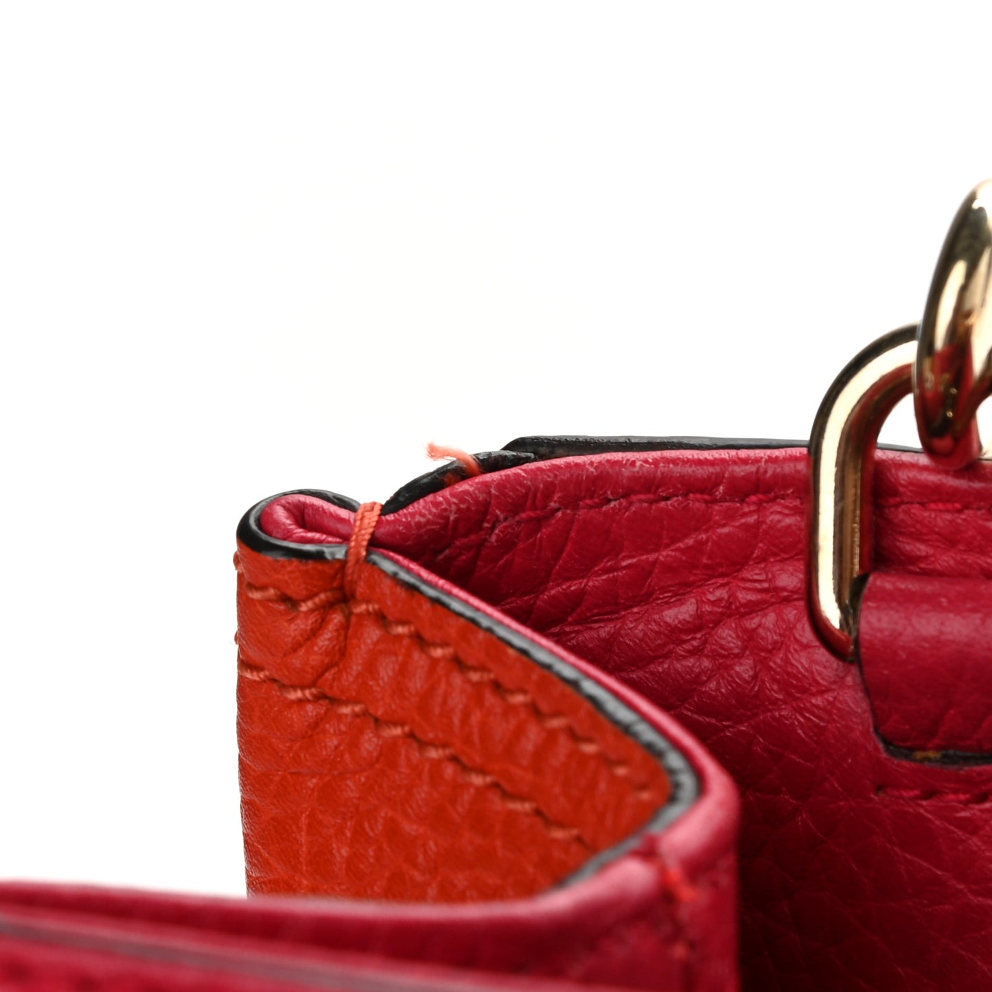 Pebbled Calfskin Bi-Color Medium Bamboo Shopper Tote Fuchsia Orange