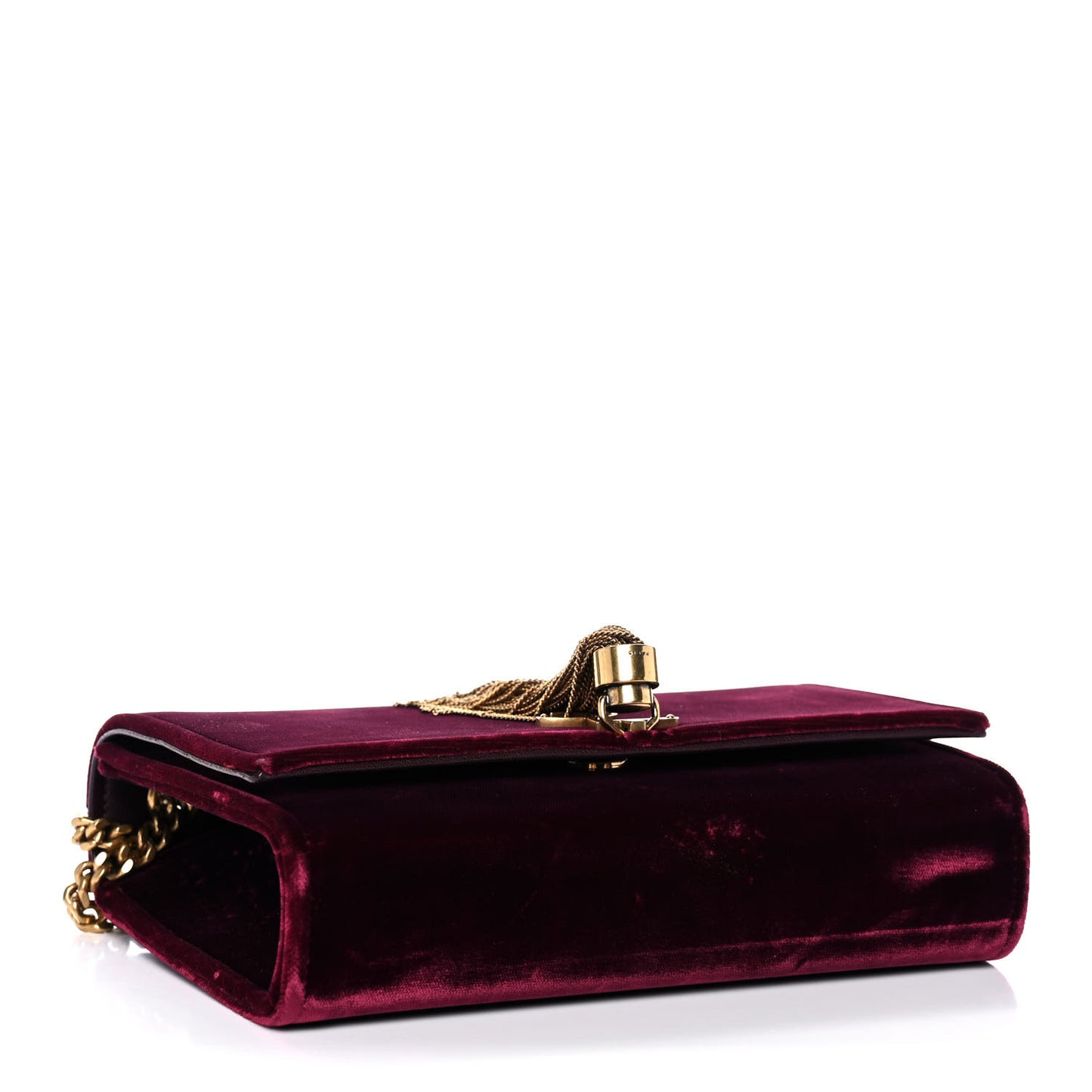 Velvet Small Classic Monogram Kate Tassel Satchel Burgundy