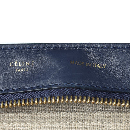 Celine Smooth Calfskin Linen Medium Tri-Color Trapeze Black Navy Blue 7 of 14