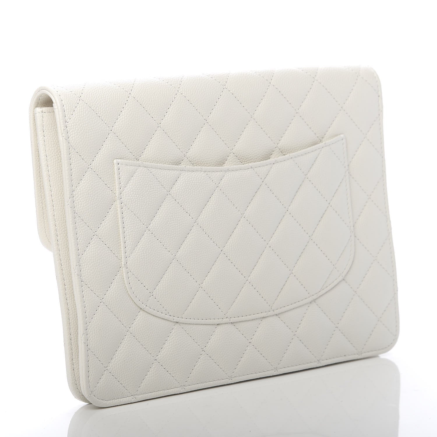 Chanel Caviar Quilted Square Flap Clutch White 3 of 8