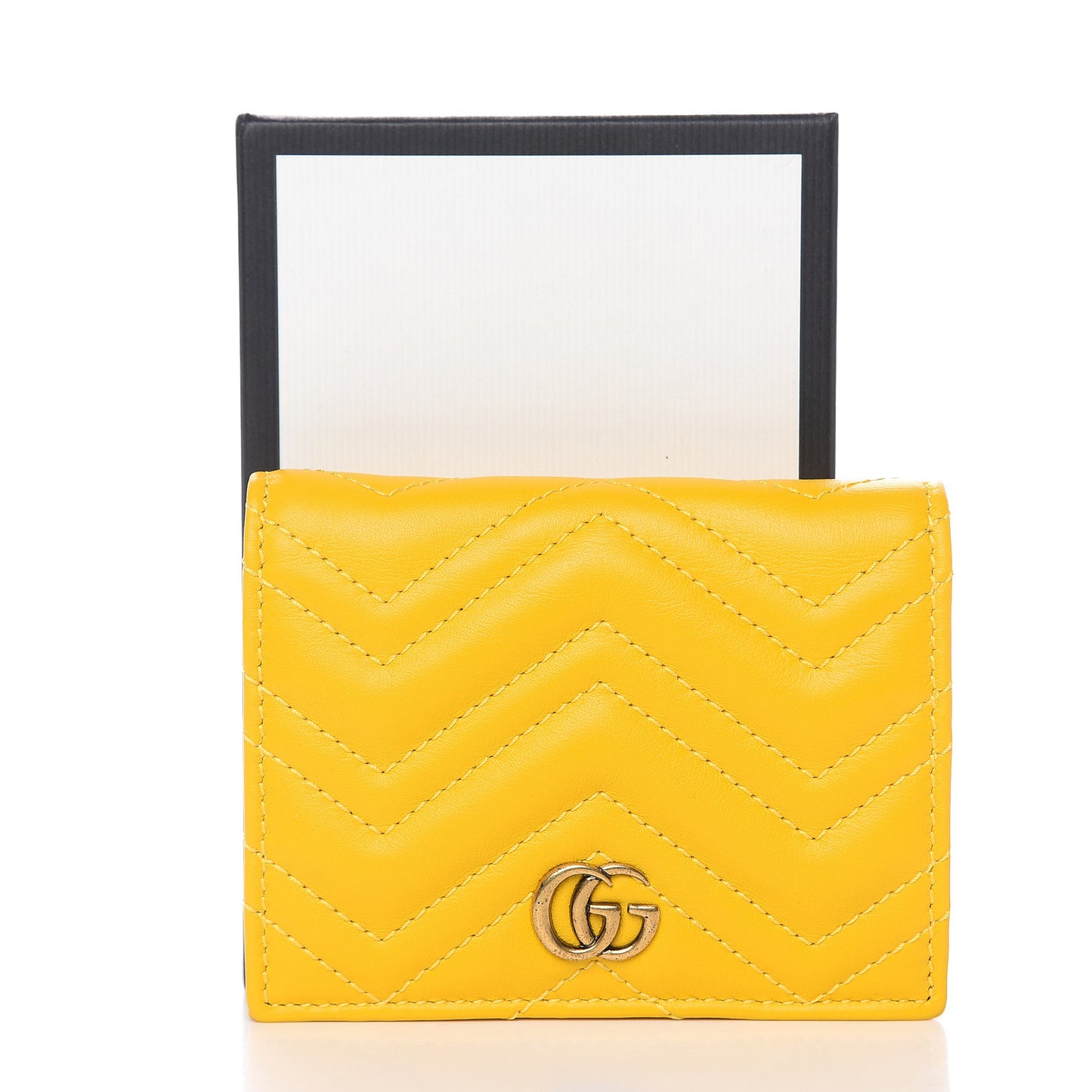 Calfskin Matelasse GG Marmont Card Case Stone Topaz