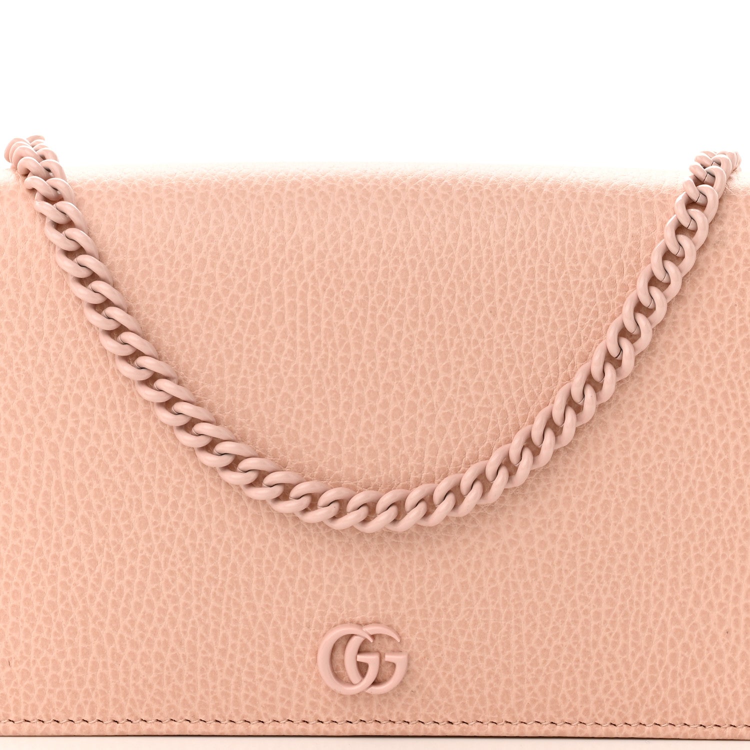 Gucci Dollar Calfskin Enamel Monochrome Mini GG Marmont Chain Wallet Perfect Pink 8 of 11