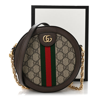 Gucci GG Supreme Monogram Web Mini Ophidia Round Shoulder Bag Brown 12 of 12