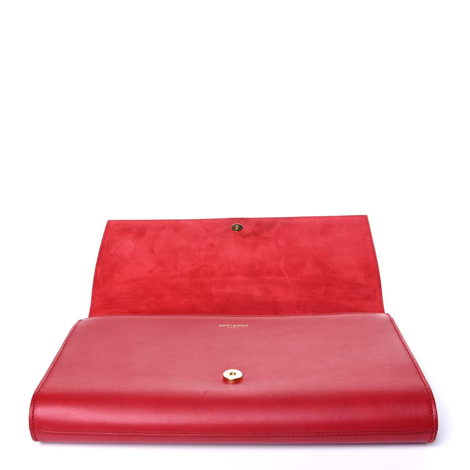 Saint Laurent Calfskin Classic Y Ligne Clutch Red 10 of 11
